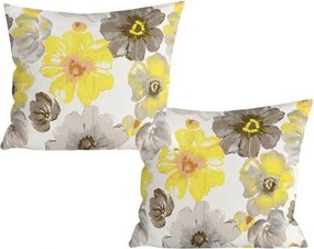 Set 2 bucati huse decorative pentru perna din microfibra FEONELLE 45x45 cm, galben-gri