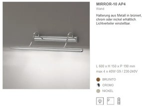 Aplica de perete tablou, oglinda de baie MIRROR-10 AP4 nickel 17297