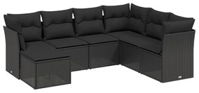 3263211 vidaXL Set canapele de grădină cu perne, 7 piese, negru, poliratan