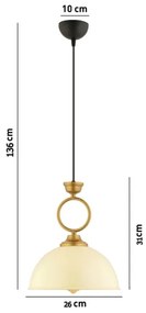Lampă suspendată pe cablu MONZA 1xE27/40W/230V Ø 26 cm crem/bronz