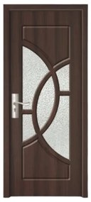 Usa Interior din MDF Novo Doors ND309, Cadru din Lemn Masiv, Geam Sablat, KIT COMPLET, Toc , Manere si balamale incluse (Culoare: Nuc, Dimensiune: 80