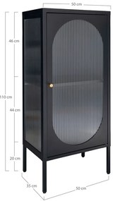 Vitrină neagră din metal 50x110 cm Adelaide – House Nordic