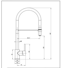 Baterie de chiuvetă cu pipă flexibilă yramis 90939901 SERINA negru mat