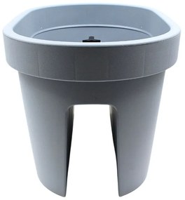 Ghiveci pentru balustradă, design oval, culoare gri antracit mat, 26x39.5x24 cm