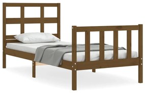 3192979 vidaXL Cadru de pat cu tăblie single, maro miere, lemn masiv