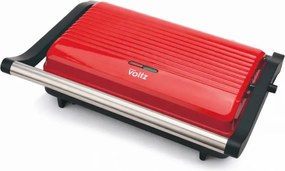 Aparat pentru sandvisuri / sandwich maker Panini Oliver Voltz OV51442R, 1000 W, Placi antiaderente, Deschidere la 180°, Tava pentru grasime, Rosu
