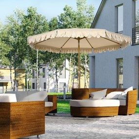 Outsunny Umbrela pentru gradina cu inclinare si manivela, Umbrela de exterior pentru masa cu acoperis dublu, kaki | Aosom Romania