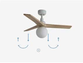 Ventilator de tavan FARO 34281-11L KLIM S lemn/alb + telecomandă