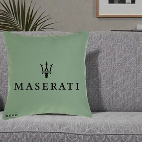 Perna Personalizata cu emblema Maserati, 40x40 cm, Verde, Husa Detasabila, Perna Inclusa, BEKZ®