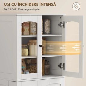 HOMCOM Dulap Bucătărie 162 cm, Credenza, Uși Acrilice Soft-Close, Rafturi, Alb. | Aosom Romania