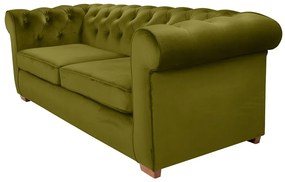 Canapea extensibila Oxford Chesterfield, 88x216x75 cm, 3 locuri, Olive