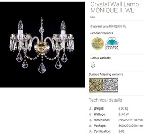 Aplica eleganta cu 2 brate Cristal Bohemia Exclusive MONIQUE II. CE