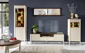 Set lemn masiv nuc Living Napoli 4 Piese Crem/