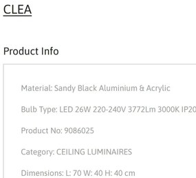 Lustra LED aplicata design modern CLEA negru 26W