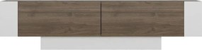 Comoda TV Matera, stejar inchis/alb, PAL melaminat, 150x32x42 cm