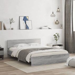3207502 vidaXL Cadru de pat cu tăblie, gri sonoma, 140x190 cm