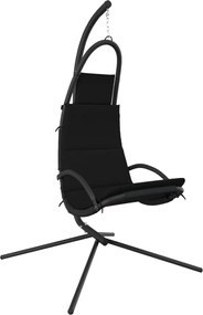 vidaXL Scaun balansoar grădină cu pernă, negru, textil oxford și oțel