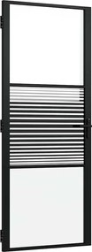 vidaXL Ușă de sticlă Dungi Negru 76 x 3.5 x 201.5 cm Aluminiu