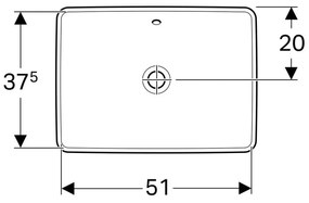 Lavoar baie incastrat alb 55 cm, dreptunghiular, Geberit VariForm Fara orificiu