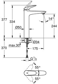 Baterie lavoar GROHE EUROSTYLE XL 23719003, crom lucios