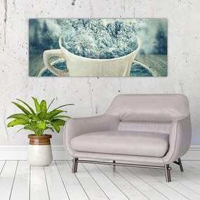 Tablou - Lumea de iarnă într-o căniță (120x50 cm)