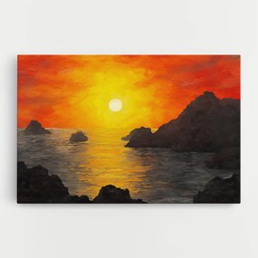Tablou Canvas, 20x30cm, Dormitor si Living, Peisaje, Apus de soare, Mountains Rocks Painting