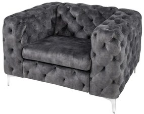 Fotoliu design Chesterfield, Catifea, Gri, MODERN BAROCK
