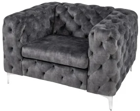 Fotoliu design Chesterfield, Catifea, Gri, MODERN BAROCK