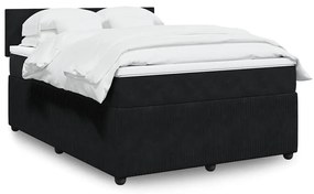 vidaXL Pat box spring cu saltea, negru, 160x200 cm, catifea