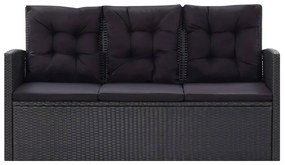 Set mobilier de gradina cu perne, 6 piese, negru, poliratan