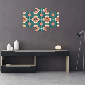 Tablou - Model retro cu flori (90x60 cm)