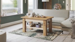 Mazzoni ASTORIA Stejar Artisan/Bej (Șampanie) - MĂSUȚĂ EXTENSIBILĂ MĂSUȚĂ DE CAFEA CU RAFT