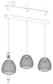 Eglo 43266 - Lustră pe cablu DEMBLEBY 1 3xE27/40W/230V