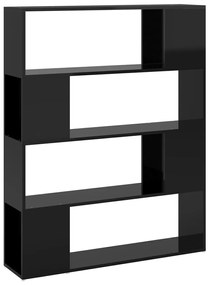 809195 vidaXL Bibliotecă/Separator cameră, negru extralucios, 100x24x124 cm