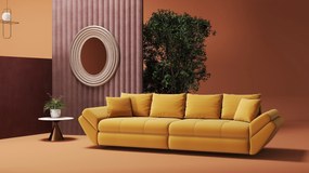 Canapea extensibilă dumonde cu ladă de depozitare si sezut confortabil din spuma high-density, Loana Royal Mustar 300x100 cm