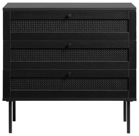 Comodă neagră joasă cu aspect de lemn de stejar 80x75 cm Pensacola – Unique Furniture