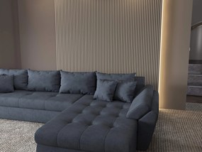 Colțar extensibil dumonde cu ladă de depozitare si sezut confortabil din spuma high-density, Loana XL Enjoy Antracit II 335x185 cm