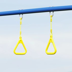 AIYAPLAY Set Leagăn de Grădină 3 în 1 pentru Copii cu Leagăn în Picioare, Inele Gimnastice, Cadru A din Oțel, Leagăne Duble pentru Copii, Capacitate 150kg, Exterior, 3-8 Ani, 285x160x181 cm | Aosom Romania