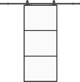 vidaXL Ușă glisantă cu set de feronerie neagră 90x205 cm Sticlă ESG
