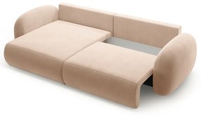 Colțar bej extensibil/cu spațiu de depozitare cu tapițerie din catifea Tonale – Cosmopolitan Design