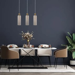 Lustră suspendată PIEGA pe cablu, 3xE14/40W/230V, alamă/bej fumuriu