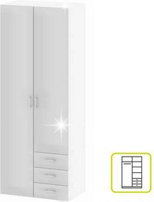 Dulap GWEN 70425, alb, PAL, cu 2 usi si 3 sertare, 78x50x200 cm