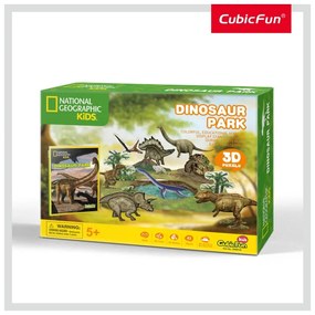 PUZZLE 3D + BROSURA - PARCUL DINOZAURILOR 43 PIESE - CUBICFUN (CUDS0973H)
