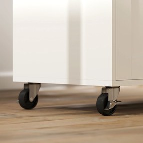 HOMCOM Insulă de bucătărie, cărucior pe roți, cu blat pliant, sertar, raft, 120 x 68 x 85 cm, Alb | Aosom Romania