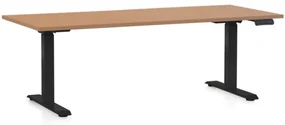 Masa inaltime reglabila OfficeTech D, 180 x 80 cm, bază neagră, fag