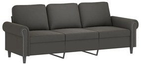 349168 vidaXL Canapea cu 3 locuri, gri închis, 180 cm, material catifea