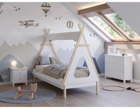 Pat pentru copii alb de tip casă din lemn de pin 90x190 cm Nora – Marckeric