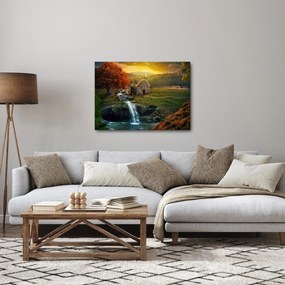 Tablou cu căbănuță în peisaj de poveste (70x50 cm)