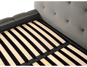 Pat matrimonial gri deschis tapițat cu spațiu de depozitare și somieră 160x200 cm Bali – Cosmopolitan Design