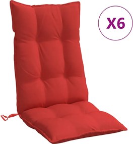 vidaXL Perne scaun cu spătar înalt, 6 buc, roșu, țesătură Oxford